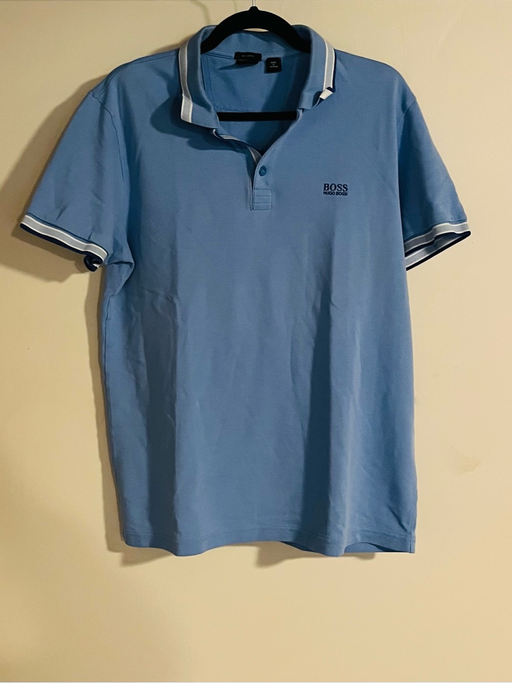BOSS HUGO BOSS Men’s Blue Cotton Short Sleeve Regular Fit Polo Shirt Size XL